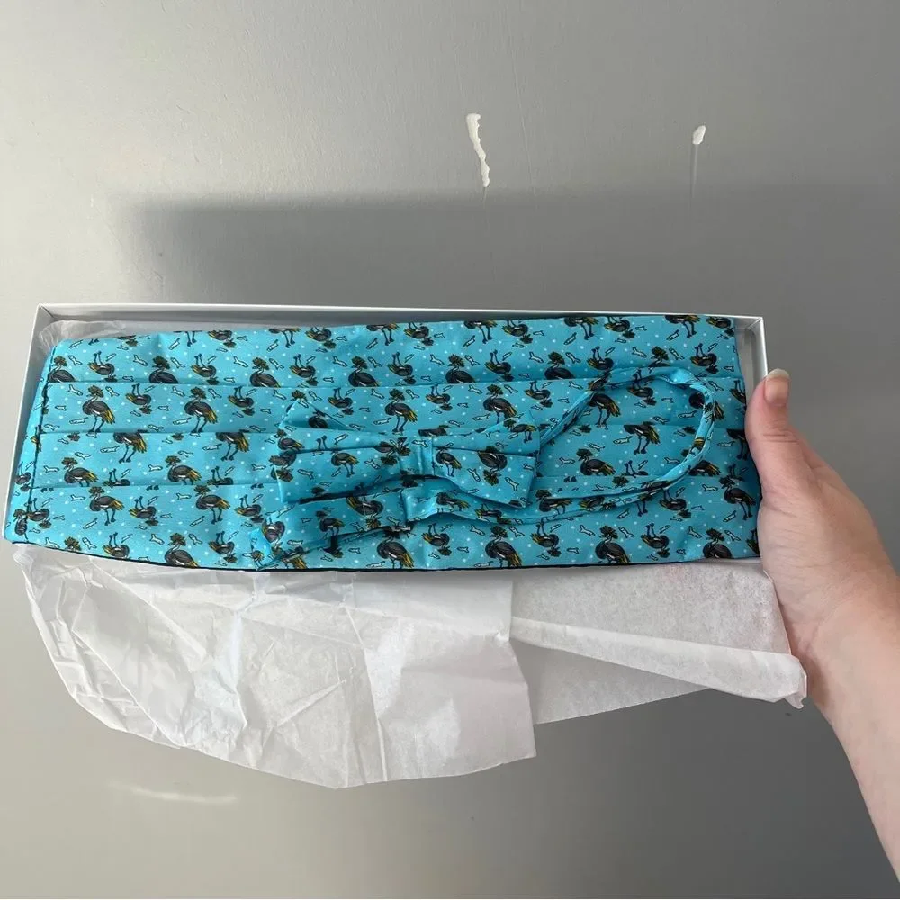 Zoofari 17 Bow Tie and Cummerbund Set Grey Crowned Cranes